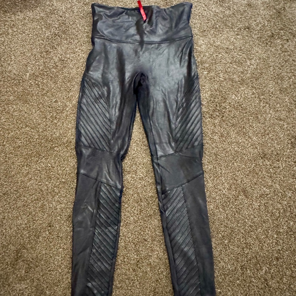 SPANX Black Faux Leather Leggings